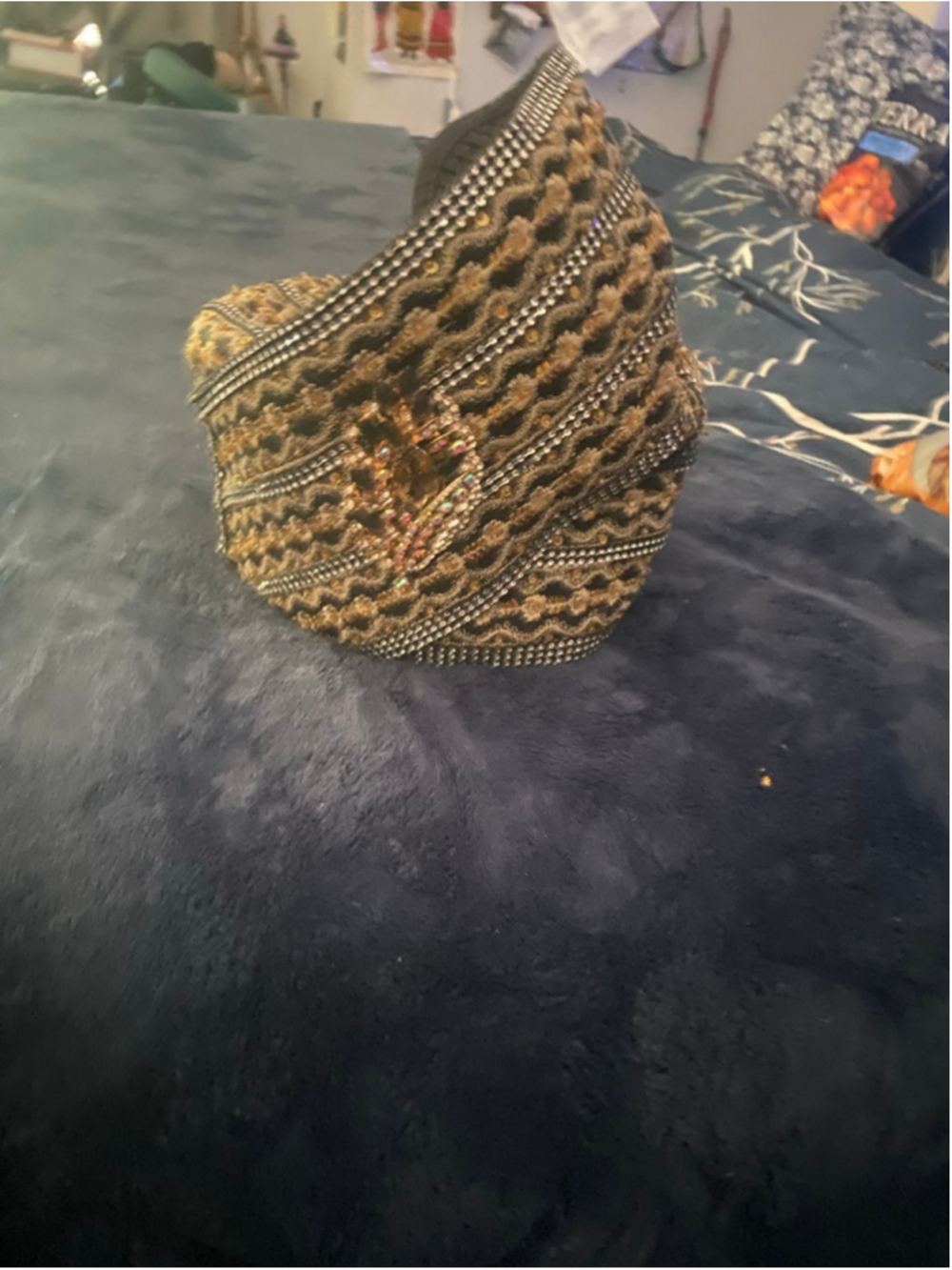 Women's Whittall & Shon Black & Gold Embellished Hat, One Size - Picture 2 of 11